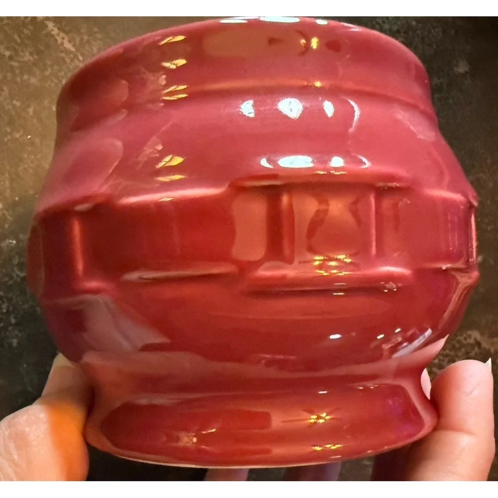 Longaberger Pottery Lidded‎ Sugar Bowl Lid Woven Traditions • Paprika • USA